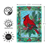 Stained Glass Winter Cardinal Applique Garden Flag