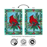 Stained Glass Winter Cardinal Applique Garden Flag