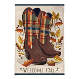 Fall Cowboy Boots Burlap Garden Flag
