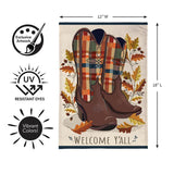Fall Cowboy Boots Burlap Garden Flag