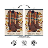 Fall Cowboy Boots Burlap Garden Flag