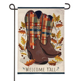 Fall Cowboy Boots Burlap Garden Flag