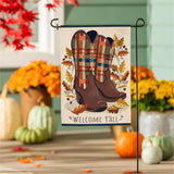 Fall Cowboy Boots Burlap Garden Flag