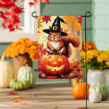 Halloween Squirrel Grove Burlap Garden Flag