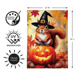 Halloween Squirrel Grove Burlap Garden Flag
