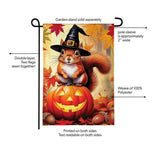 Halloween Squirrel Grove Burlap Garden Flag