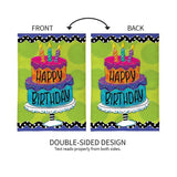 Ric Rac Happy Birthday Cake Burlap Garden Flag