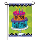 Ric Rac Happy Birthday Cake Burlap Garden Flag