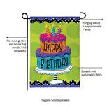 Ric Rac Happy Birthday Cake Burlap Garden Flag