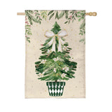 Shades of Emerald Burlap House Flag