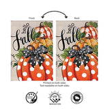 Patterned Pumpkins Burlap Garden Flag