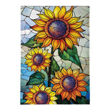 Stained Glass Sunflower Stalk Burlap Garden Flag