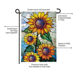 Stained Glass Sunflower Stalk Burlap Garden Flag
