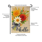 Hello Fall Bow Florals Burlap Garden Flag