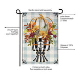 Courtly Check Fall Floral Burlap Garden Flag