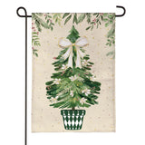 Shades of Emerald Burlap Garden Flag