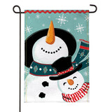 Snowman Pair Burlap Garden Flag