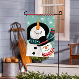 Snowman Pair Burlap Garden Flag