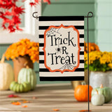 Striped Trick or Treat Burlap Garden Flag