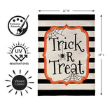 Striped Trick or Treat Burlap Garden Flag