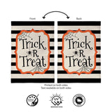 Striped Trick or Treat Burlap Garden Flag