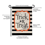 Striped Trick or Treat Burlap Garden Flag