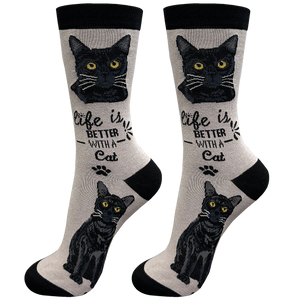 Life is Better Socks Black Cat