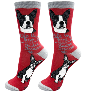 Life is Better Socks Boston Terrier