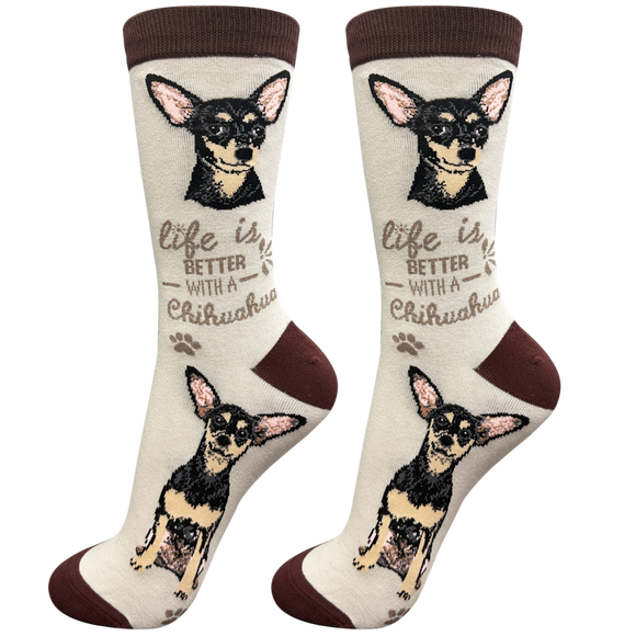 Life is Better Socks Chihuahua, black