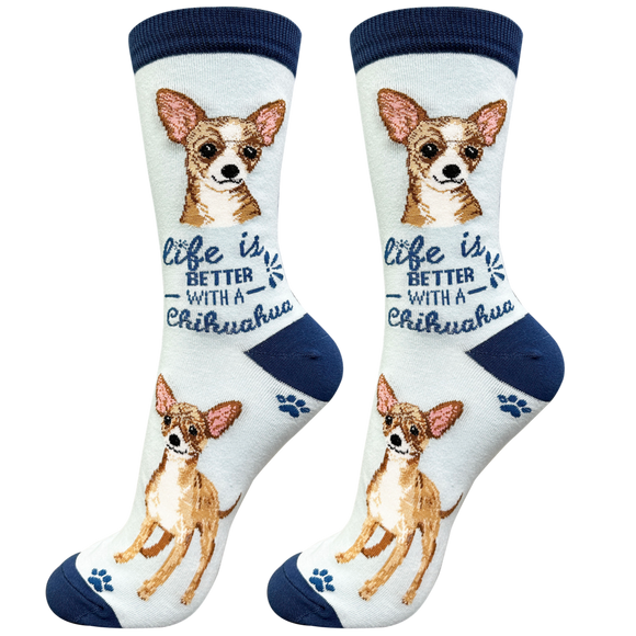 Life is Better Socks Chihuahua, fawn