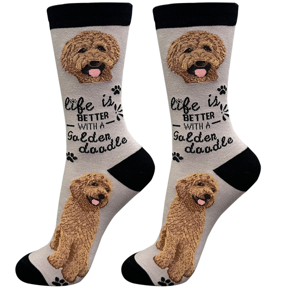 Life is Better Socks Goldendoodle Red