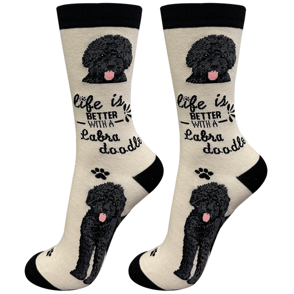 Life is Better Socks Labradoodle, black