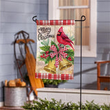 Christmas Bells Cardinal Moire Garden Flag