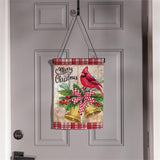 Christmas Bells Cardinal Moire Garden Flag