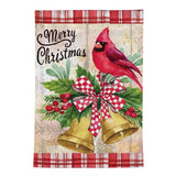 Christmas Bells Cardinal Moire Garden Flag