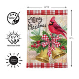 Christmas Bells Cardinal Moire Garden Flag