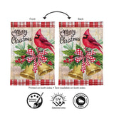 Christmas Bells Cardinal Moire Garden Flag