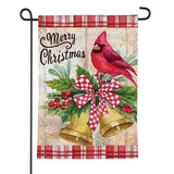 Christmas Bells Cardinal Moire Garden Flag
