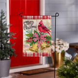Christmas Bells Cardinal Moire Garden Flag