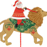 Hallmark Pull-String Lion With Santa Wood Ornament