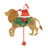 Hallmark Pull-String Lion With Santa Wood Ornament