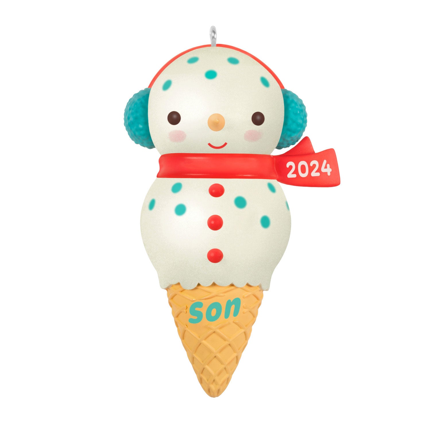Son Snowman Ice Cream Cone Ornament