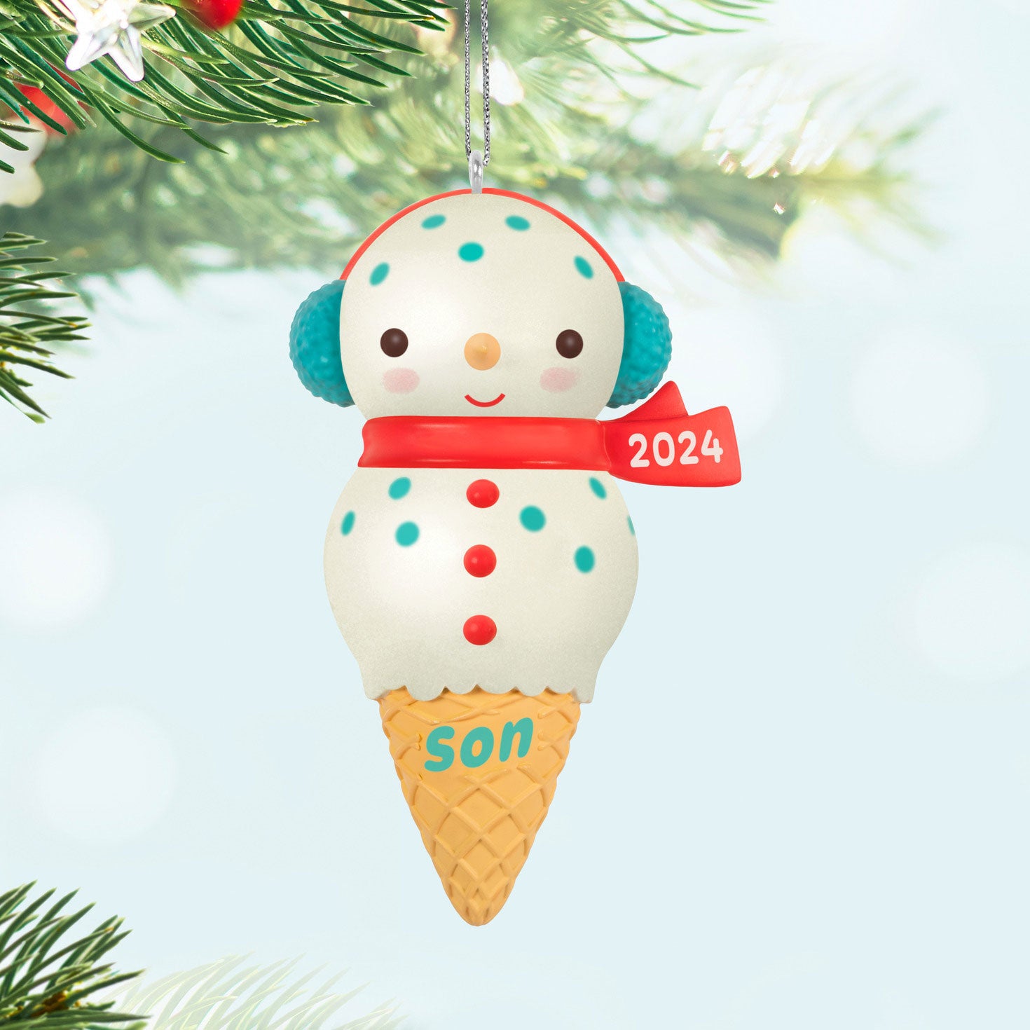 Son Snowman Ice Cream Cone Ornament - Thumbnail 4