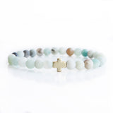 Faith Over Fear Stretch Bracelet Gold Cross Amazonite Limited Edition
