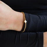 Faith Over Fear Stretch Bracelet Gold with Gold Cross