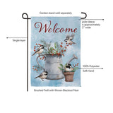 Snowbirds Chickadee Watering Can Suede Garden Flag