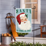 Blue Vintage Santa Suede Garden Flag