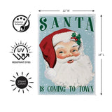 Blue Vintage Santa Suede Garden Flag