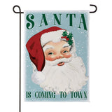 Blue Vintage Santa Suede Garden Flag
