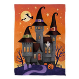 Haunted House Nighttime Suede Garden Flag